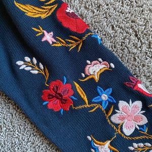 H & M Navy Blue Embroidered Sweater